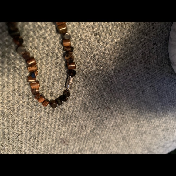 Vintage Glossed Wood Bead Boho Hippie Style Necklace Twist Clasp Jewellry - Picture 3 of 4